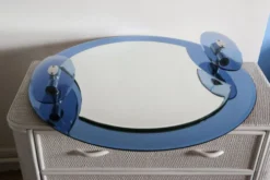 Miroir bleu cobalt, design italien, circa 1970