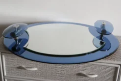Miroir bleu cobalt, design italien, circa 1970