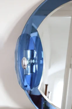Miroir bleu cobalt, design italien, circa 1970
