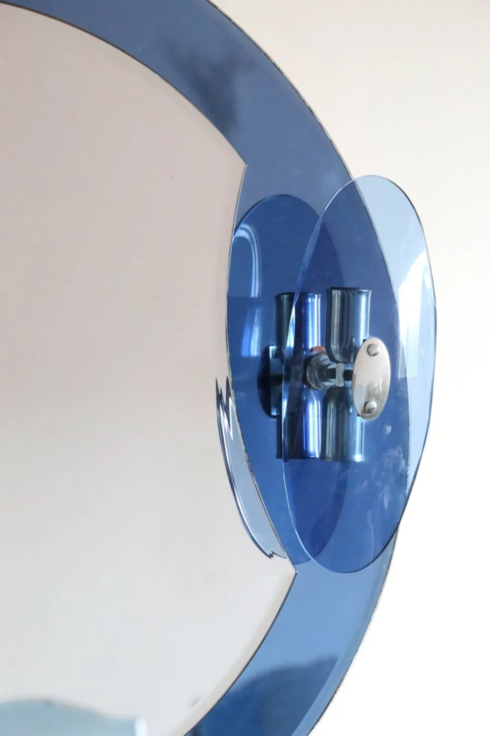 Miroir bleu cobalt, design italien, circa 1970