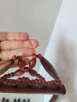 Miroir bohème vintage en perles de bois
