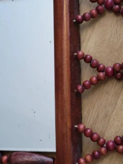 Miroir bohème vintage en perles de bois