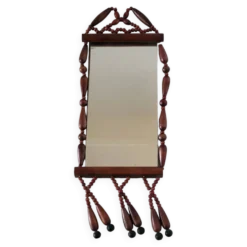 Miroir bohème vintage en perles de bois