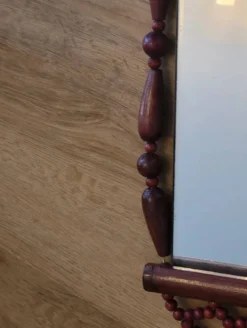 Miroir bohème vintage en perles de bois