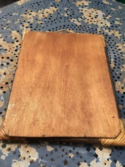 Miroir bois et rotin vintage années 60