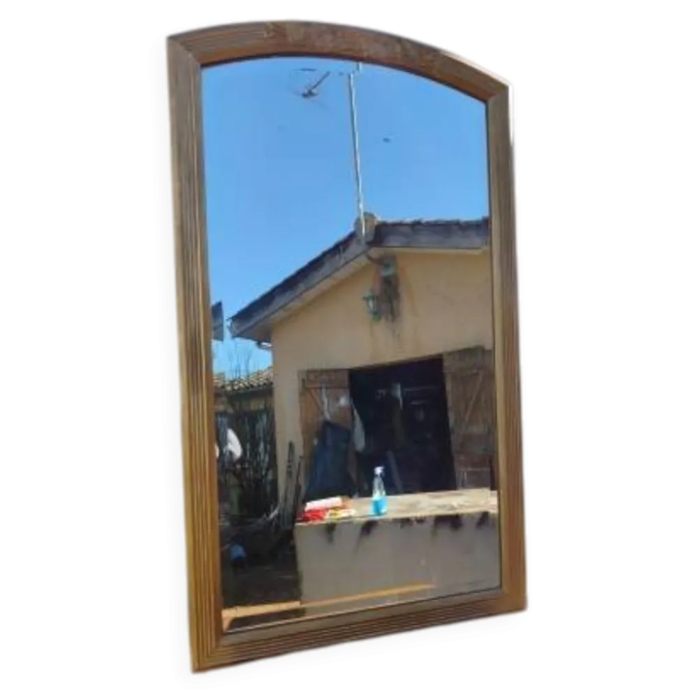 Miroir bois et stuc doré XIXe biseauté