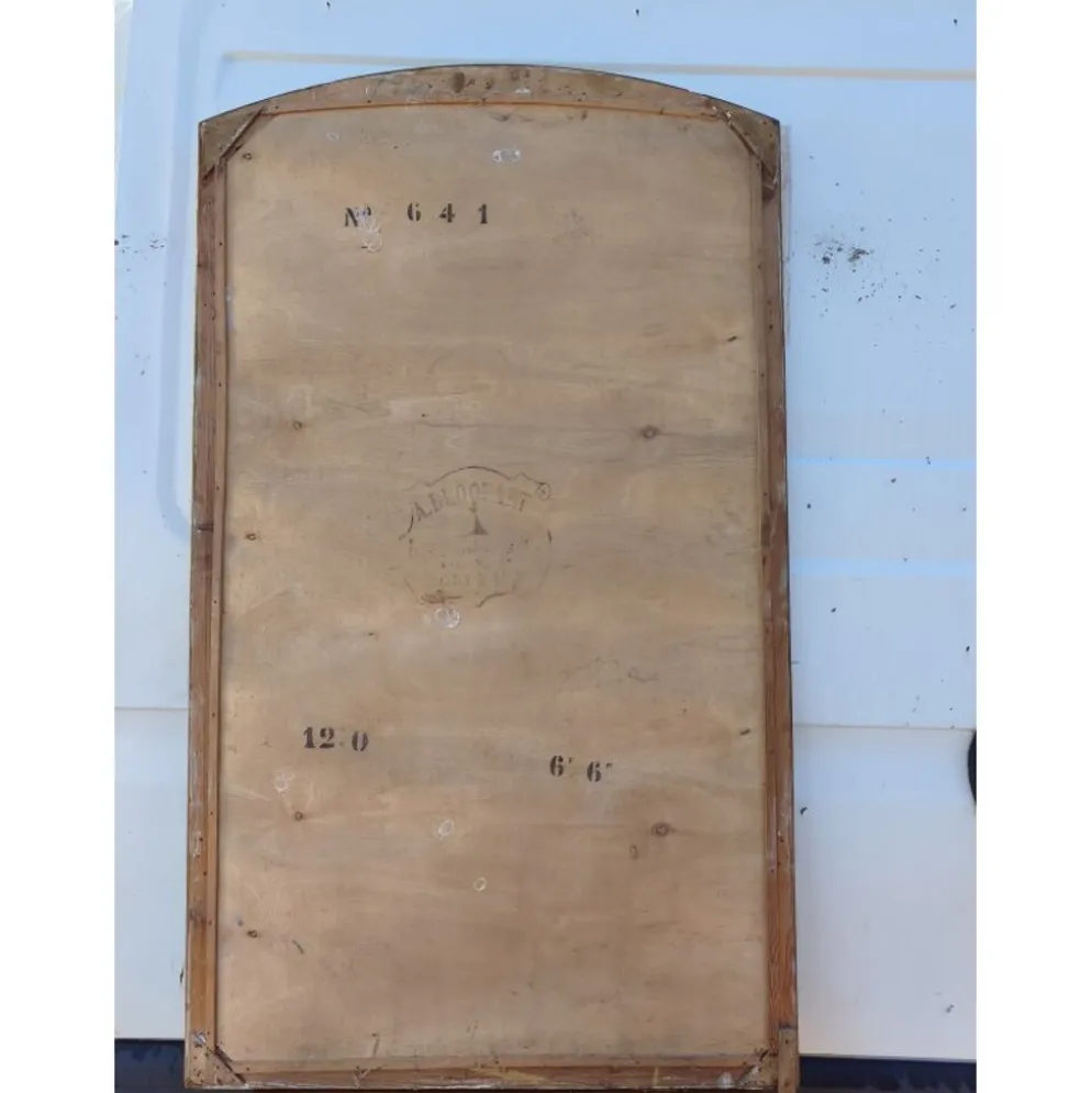 Miroir bois et stuc doré XIXe biseauté