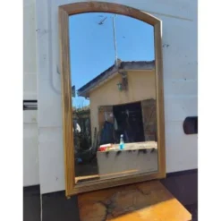 Miroir bois et stuc doré XIXe biseauté
