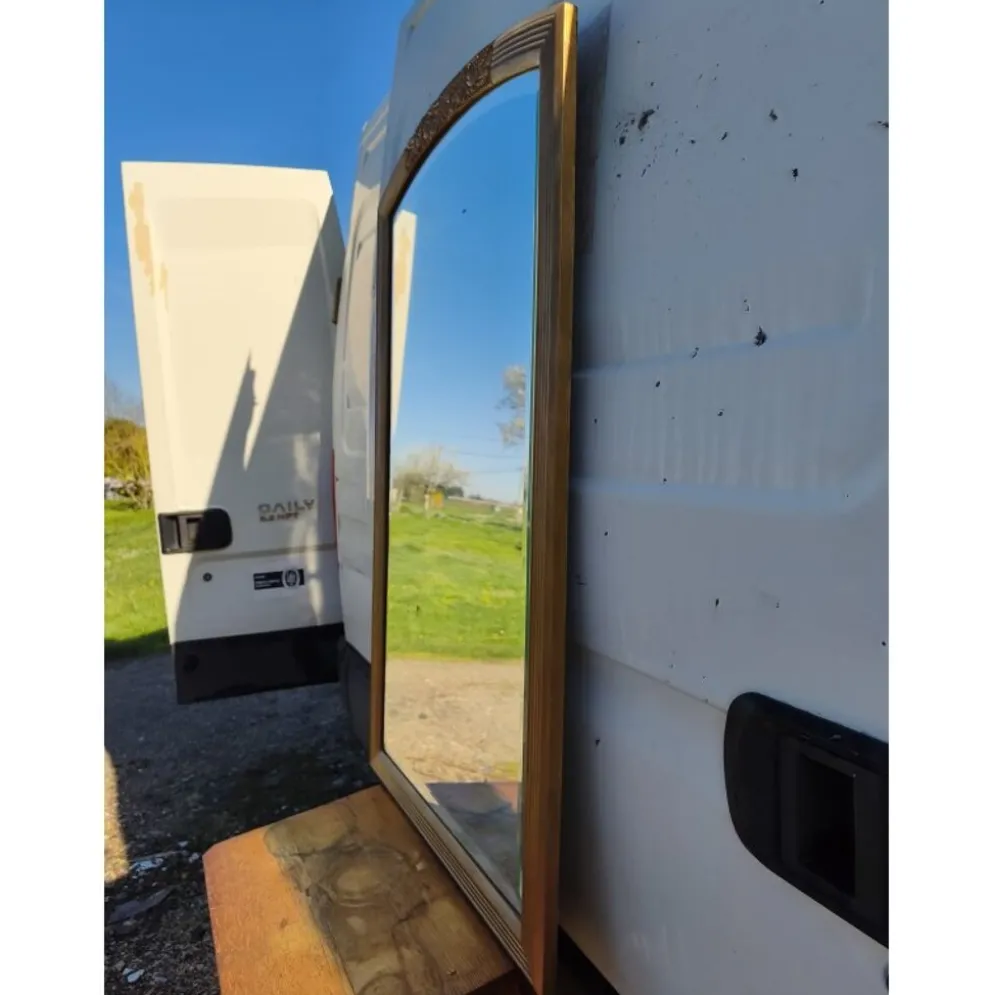 Miroir bois et stuc doré XIXe biseauté