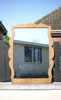 Miroir bois, grand miroir à poser ou mural, miroir vintage, miroir artisanal, décoration intérieur