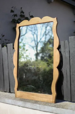 Miroir bois, grand miroir à poser ou mural, miroir vintage, miroir artisanal, décoration intérieur