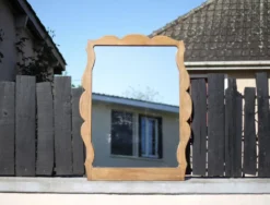 Miroir bois, grand miroir à poser ou mural, miroir vintage, miroir artisanal, décoration intérieur