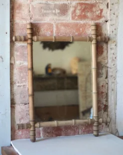 Miroir bois imitation bambou, miroir ancien, miroir à suspendre, déco intérieur
