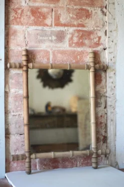 Miroir bois imitation bambou, miroir ancien, miroir à suspendre, déco intérieur