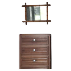 Miroir bois imitation bambou, miroir ancien, miroir à suspendre