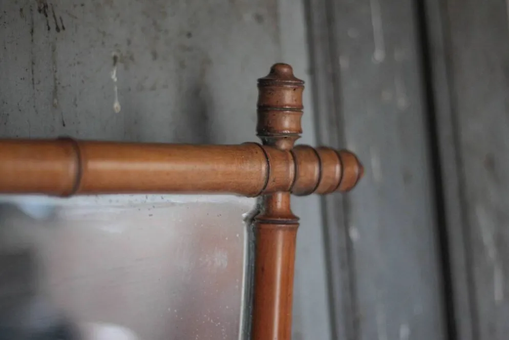 Miroir bois imitation bambou, miroir ancien, miroir à suspendre