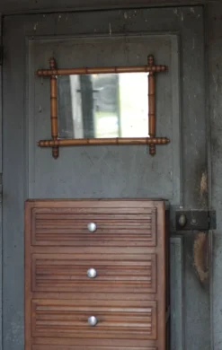 Miroir bois imitation bambou, miroir ancien, miroir à suspendre