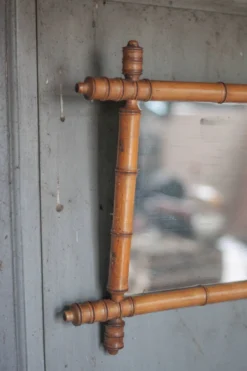 Miroir bois imitation bambou, miroir ancien, miroir à suspendre