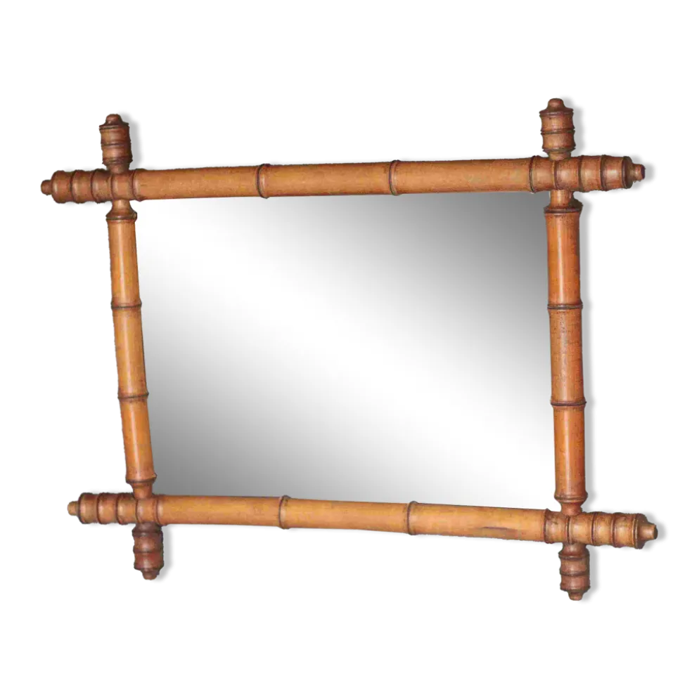 Miroir bois imitation bambou, miroir ancien, miroir à suspendre
