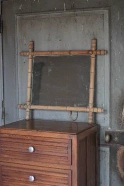 Miroir bois imitation bambou, miroir ancien, miroir à suspendre