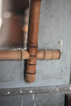 Miroir bois imitation bambou, miroir ancien, miroir à suspendre