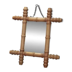 Miroir bois imitation bambou, miroir ancien, miroir à suspendre