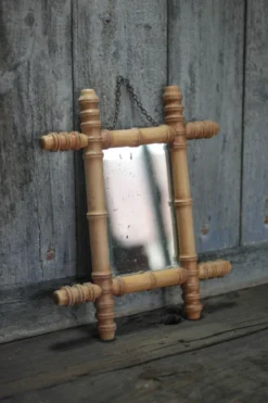 Miroir bois imitation bambou, miroir ancien, miroir à suspendre