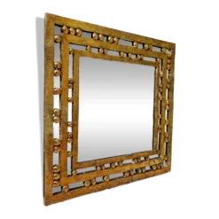 Miroir brutaliste en bronze massif, années 1970
