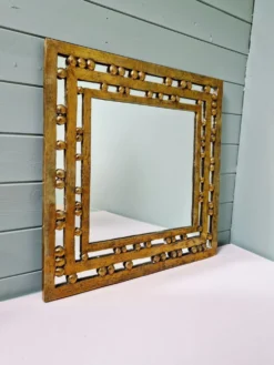 Miroir brutaliste en bronze massif, années 1970