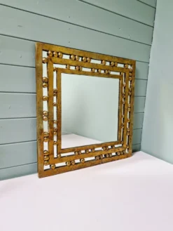 Miroir brutaliste en bronze massif, années 1970