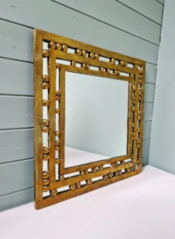 Miroir brutaliste en bronze massif, années 1970