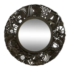 Miroir brutaliste en métal, 1950 - 52cm