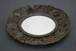 Miroir brutaliste en métal, 1950 - 52cm