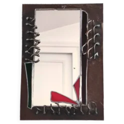 Miroir brutaliste métal et verre serti