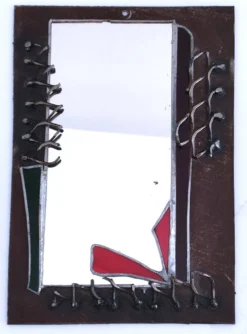 Miroir brutaliste métal et verre serti