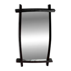 Miroir brutaliste rectangulaire bois foncé