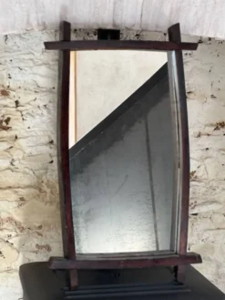 Miroir brutaliste rectangulaire bois foncé