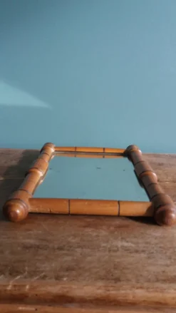 Miroir cadre bois tourné 19,5 x 14