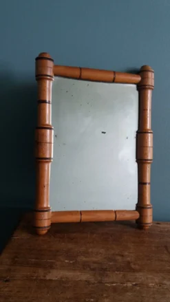 Miroir cadre bois tourné 19,5 x 14