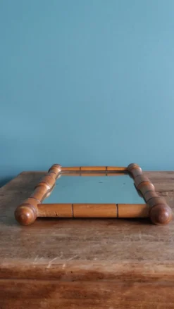 Miroir cadre bois tourné 19,5 x 14