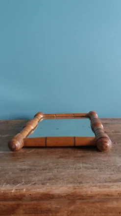 Miroir cadre bois tourné 19,5 x 14