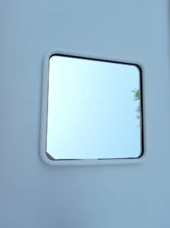 Miroir carré dans un cadre en métal blanc, années 1970