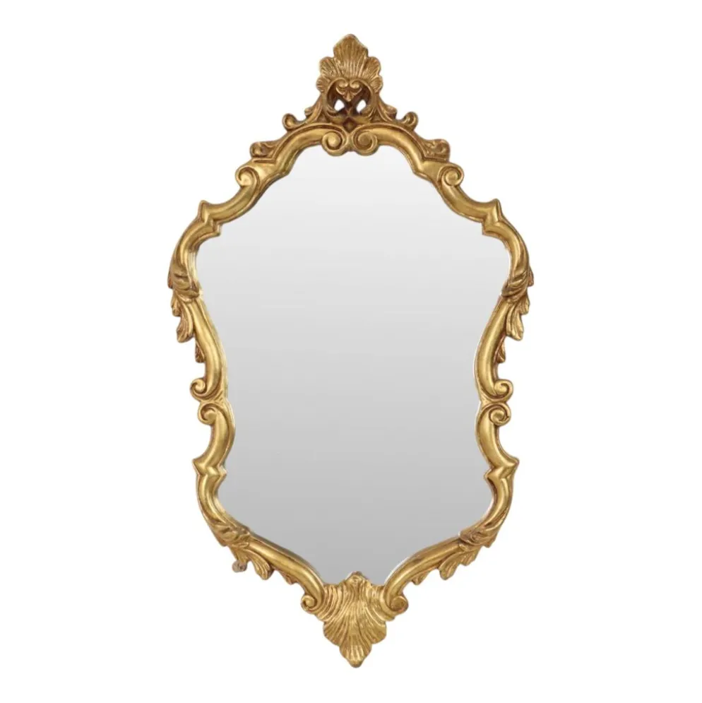 Miroir classique à crête dorée, style baroque français, 74 cm