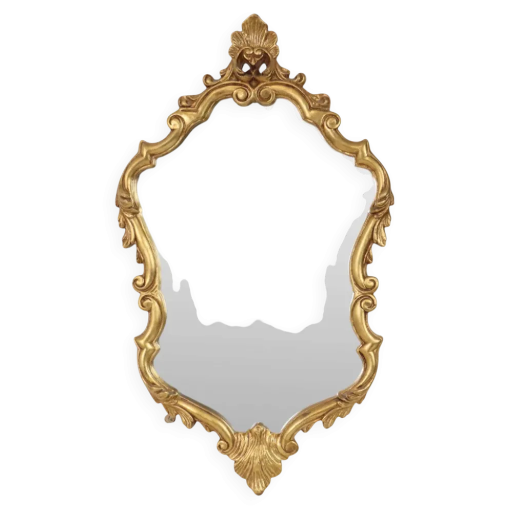 Miroir classique à crête dorée, style baroque français, 74 cm