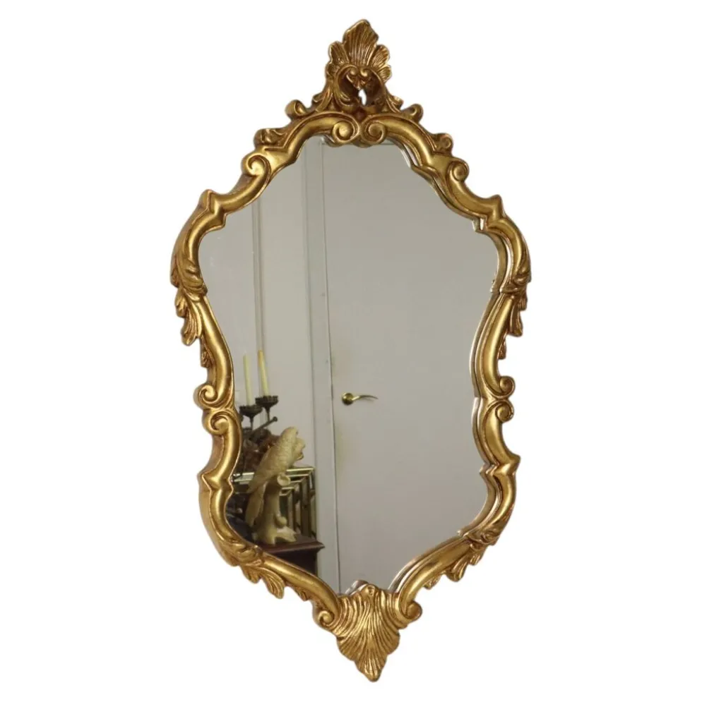 Miroir classique à crête dorée, style baroque français, 74 cm