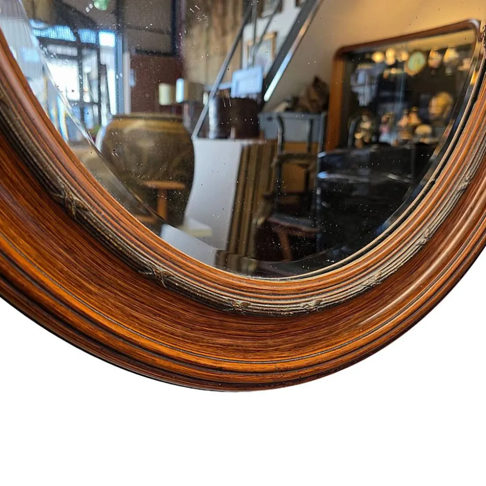 Miroir classique ovale néerlandais antique, datant d'environ 1900