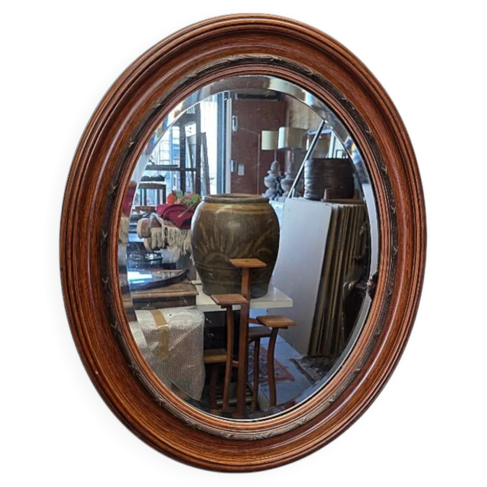 Miroir classique ovale néerlandais antique, datant d'environ 1900