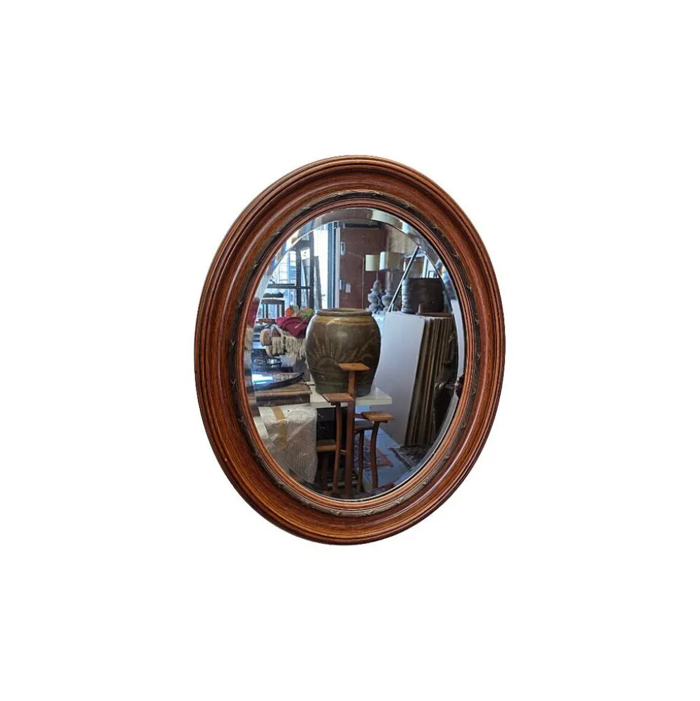 Miroir classique ovale néerlandais antique, datant d'environ 1900