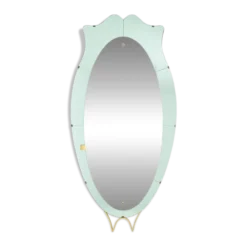 Miroir-console en verre bicolore et laiton doré. Circa 1950.
