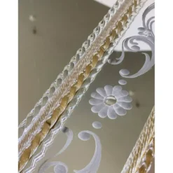 Miroir contemporain en verre de Murano italien avec accents floraux verts élégant